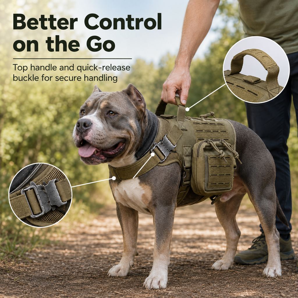 Paws in Awe TrailGuard K9 Tactical Dog Backpack Harness with Dual Side Pouches for Hiking, Camping & Outdoor Walks image 7