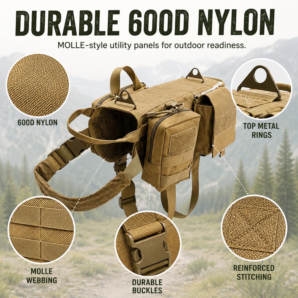 Paws in Awe TrailGuard K9 Tactical Dog Backpack Harness for Hiking, Training & Better Control on Outdoor Walks image 7