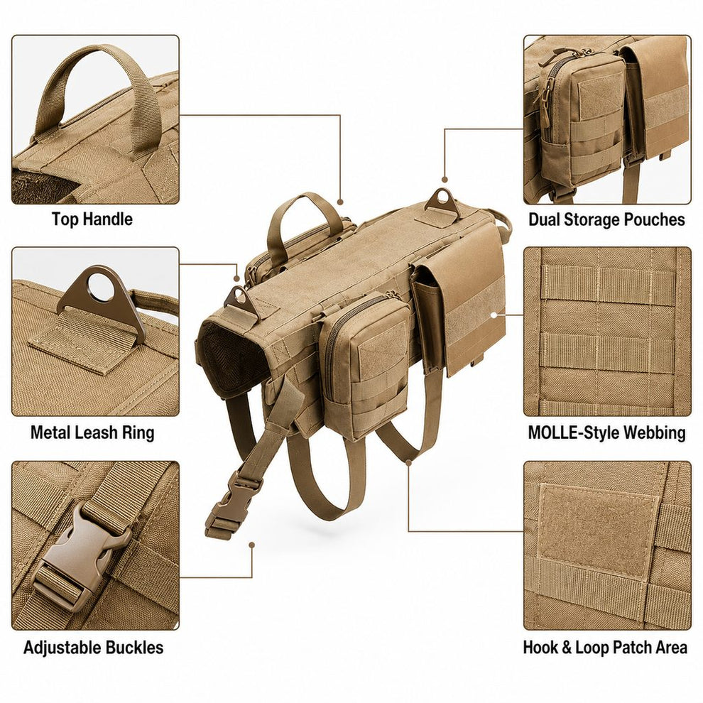 Paws in Awe TrailGuard K9 Tactical Dog Backpack Harness for Hiking, Training & Better Control on Outdoor Walks image 8