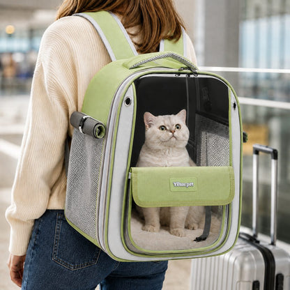 Paws in Awe Transparent Cat Backpack Carrier for Travel & Vet Visits - Breathable, Roomy Pet Backpack for More Comfortable Trips image 1