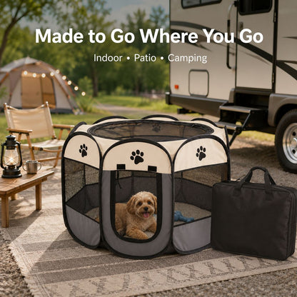 Foldable pet playpen for travel and camping