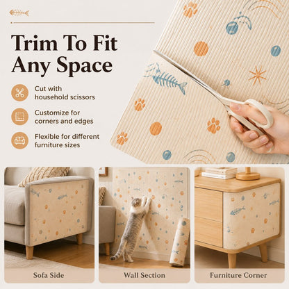 Paws in Awe Self-Adhesive Cat Scratch Mat for Wall & Furniture Protection – Cuttable Cat Scratching Pad for Sofa, Door, Bedside & Home Surfaces image 8
