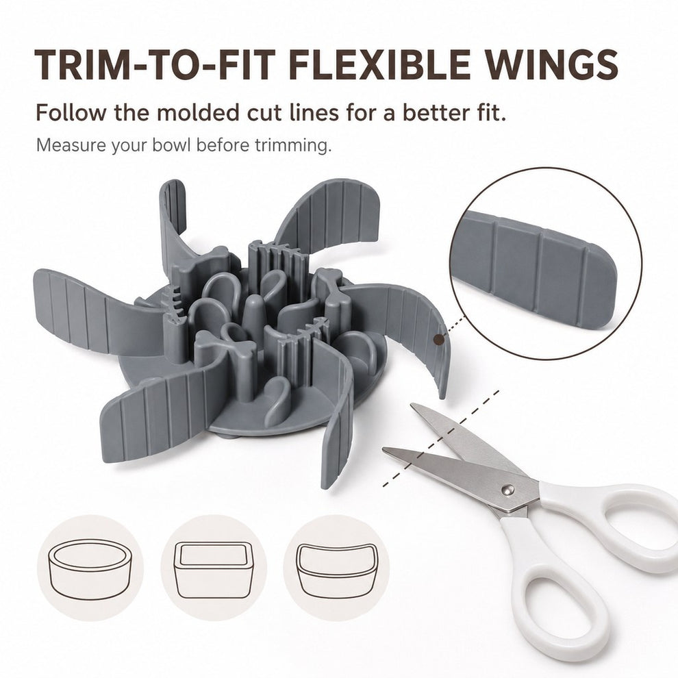 Fishbone Slow Feeder Bowl Insert for Fast-Eating Dogs - Trim-to-Fit Suction Insert or Stainless Steel Bowl Set image 5