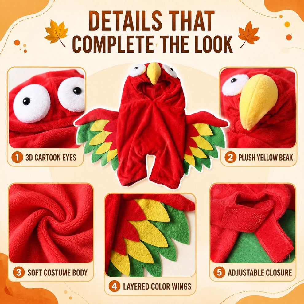 Paws in Awe Halloween Turkey Costume for Dogs & Cats - One-Piece Hooded Pet Outfit for Parties & Photos image 9