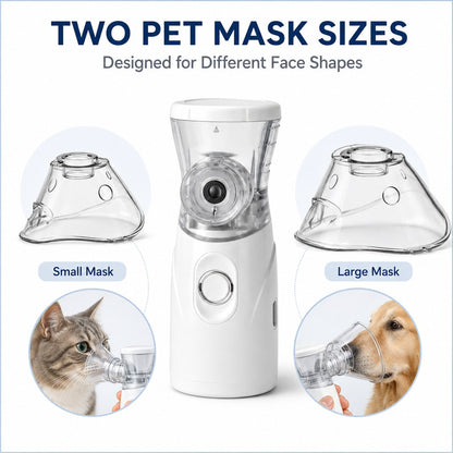 Pet nebulizer kit with two transparent pet mask sizes