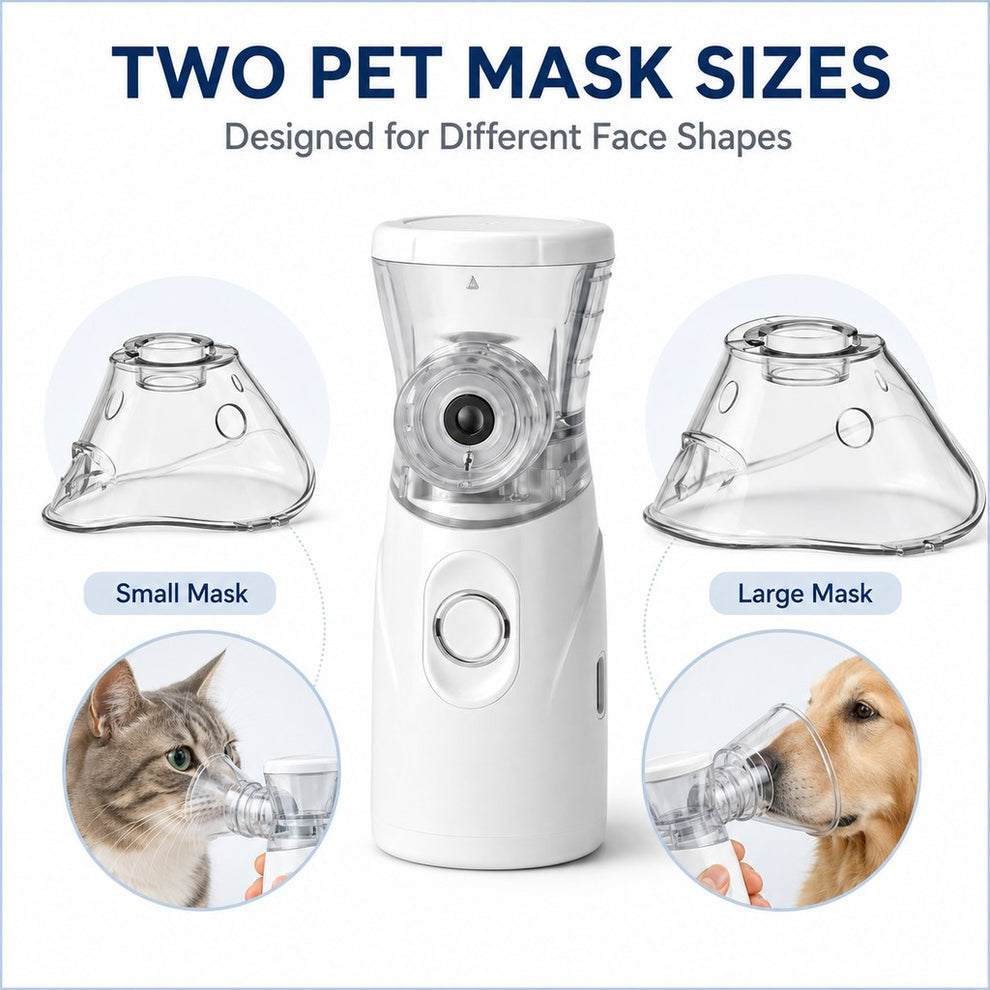 Pet nebulizer kit with two transparent pet mask sizes