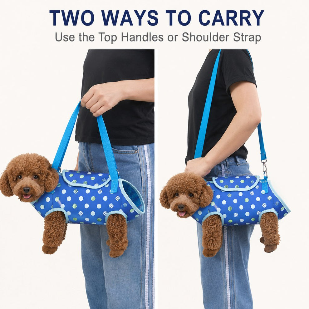 Two ways to carry wearable pet carrier with handles or shoulder strap