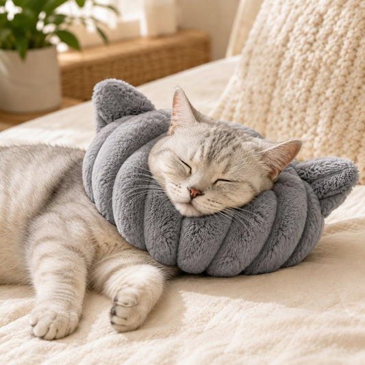 Paws in Awe Cozy U-Shaped Pet Neck Pillow for Cats & Small Dogs – Soft Plush Sleeping Support Cushion for Comfortable Naps at Home & Travel image 2