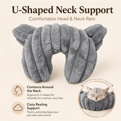 Paws in Awe Cozy U-Shaped Pet Neck Pillow for Cats & Small Dogs – Soft Plush Sleeping Support Cushion for Comfortable Naps at Home & Travel image 4