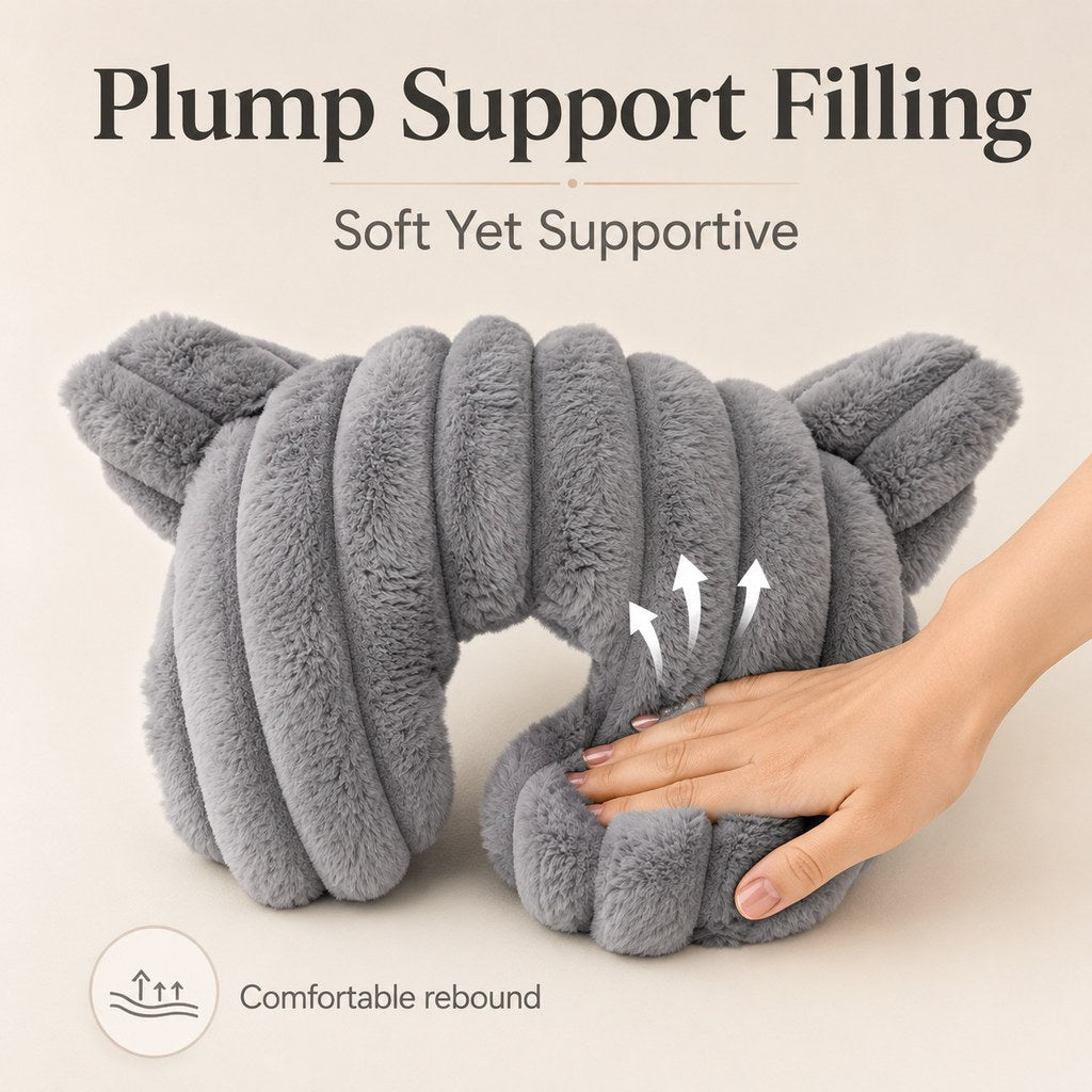 Paws in Awe Cozy U-Shaped Pet Neck Pillow for Cats & Small Dogs – Soft Plush Sleeping Support Cushion for Comfortable Naps at Home & Travel image 6