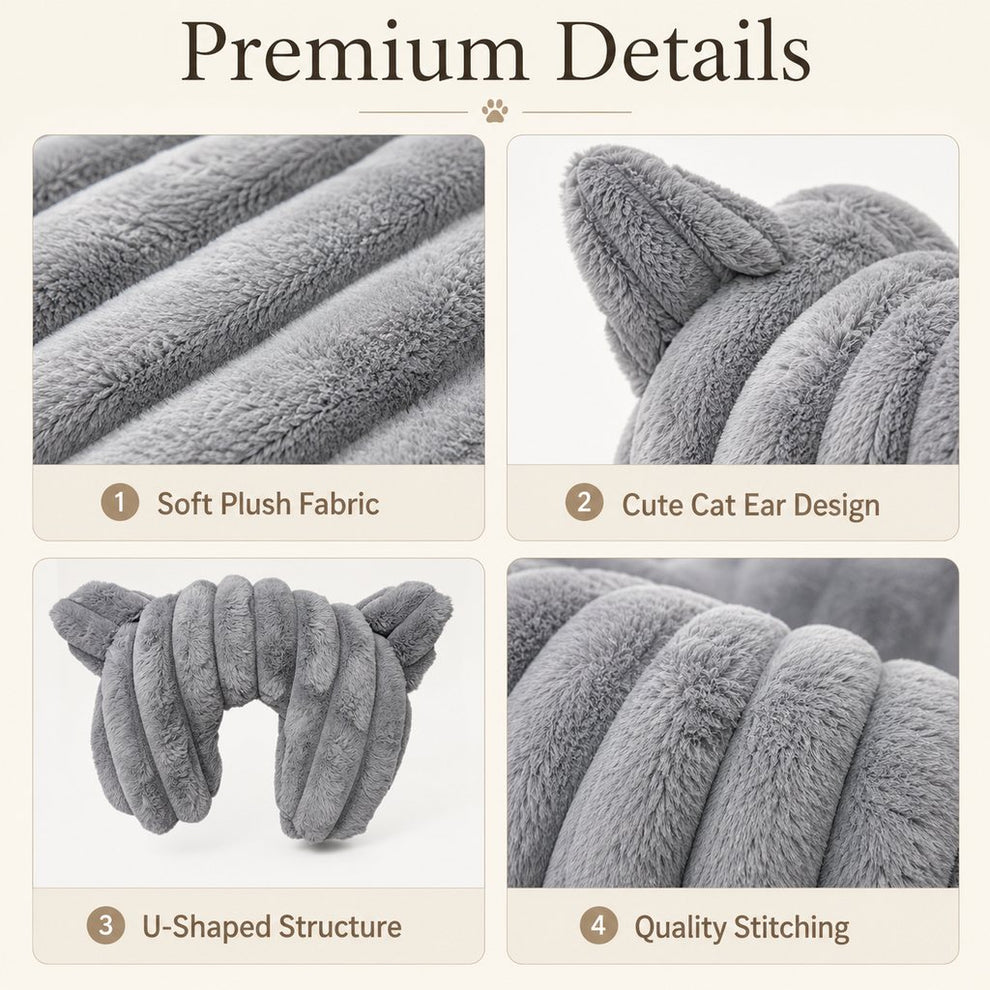 Paws in Awe Cozy U-Shaped Pet Neck Pillow for Cats & Small Dogs – Soft Plush Sleeping Support Cushion for Comfortable Naps at Home & Travel image 7