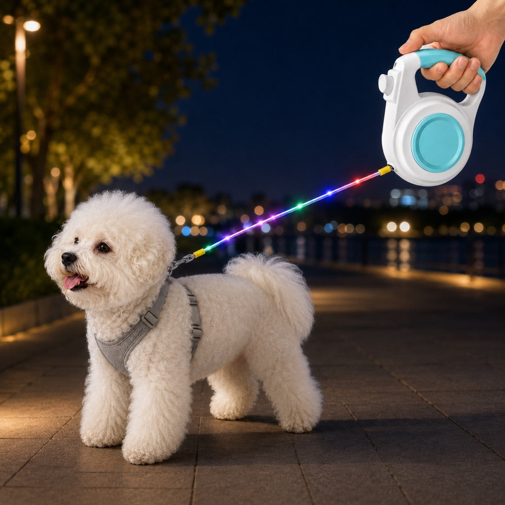 Paws in Awe Rechargeable Light-Up Retractable Dog Leash for Night Walks - Helps Small Dogs Stay Visible & Easy to Control image 12