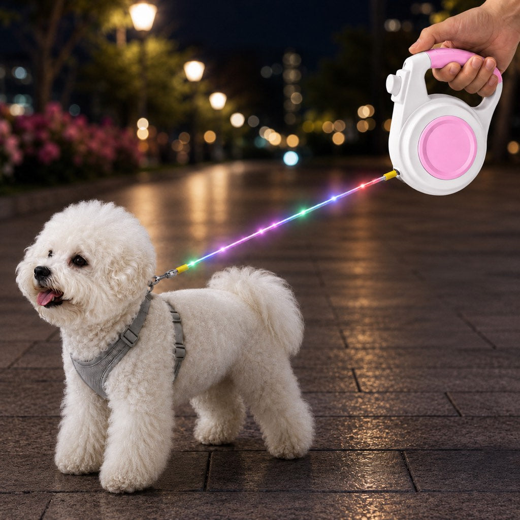 Paws in Awe Rechargeable Light-Up Retractable Dog Leash for Night Walks - Helps Small Dogs Stay Visible & Easy to Control image 10