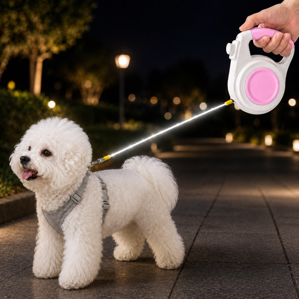 Paws in Awe Rechargeable Light-Up Retractable Dog Leash for Night Walks - Helps Small Dogs Stay Visible & Easy to Control image 11