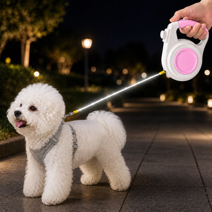 Paws in Awe Rechargeable Light-Up Retractable Dog Leash for Night Walks - Helps Small Dogs Stay Visible & Easy to Control image 11