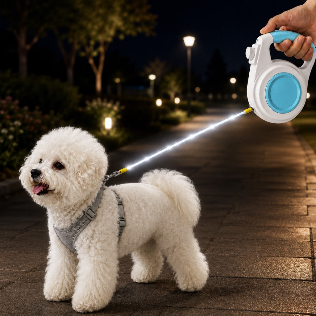 Paws in Awe Rechargeable Light-Up Retractable Dog Leash for Night Walks - Helps Small Dogs Stay Visible & Easy to Control image 13