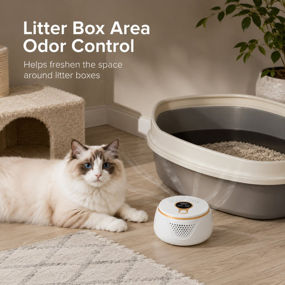 Rechargeable pet odor deodorizer for dog crate and litter box areas