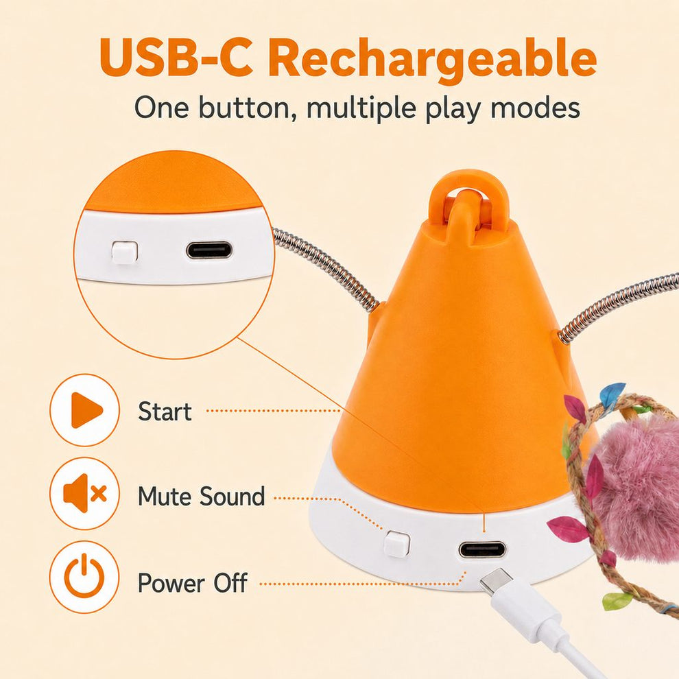USB-C rechargeable cat teaser toy