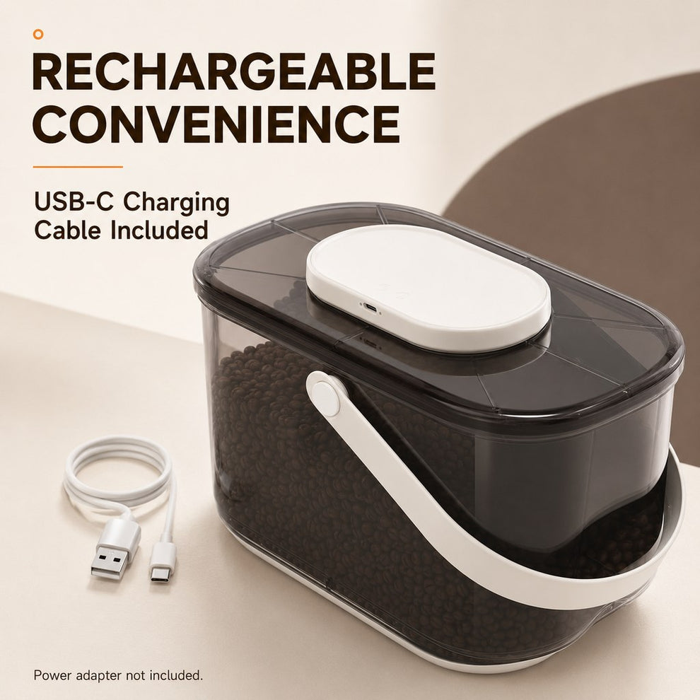 USB-C rechargeable vacuum pet food storage container