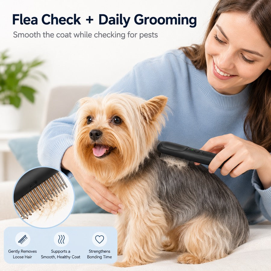 Paws in Awe Electric Flea Comb for Dogs & Cats – At-Home Flea Check & Loose Hair Grooming Without Sprays image 4
