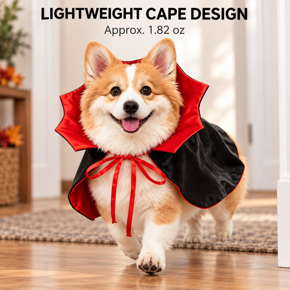 Vampire dog cape ribbon tie closure detail