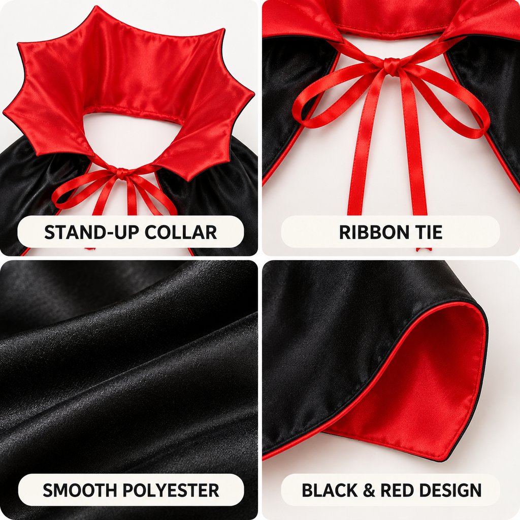 Black and red vampire pet costume back view