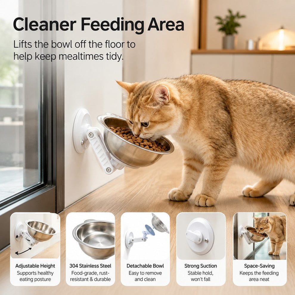 Paws in Awe No-Drill Wall-Mounted Pet Bowl for Small Dogs & Cats - Elevated Feeding for Cleaner Floors image 8