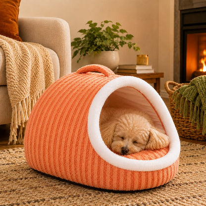 Paws in Awe Warm Cave Dog Bed for Winter Indoor Sleep - Cozy Enclosed Pet Bed for Small Dogs & Cats image 12