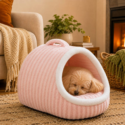 Paws in Awe Warm Cave Dog Bed for Winter Indoor Sleep - Cozy Enclosed Pet Bed for Small Dogs & Cats image 15