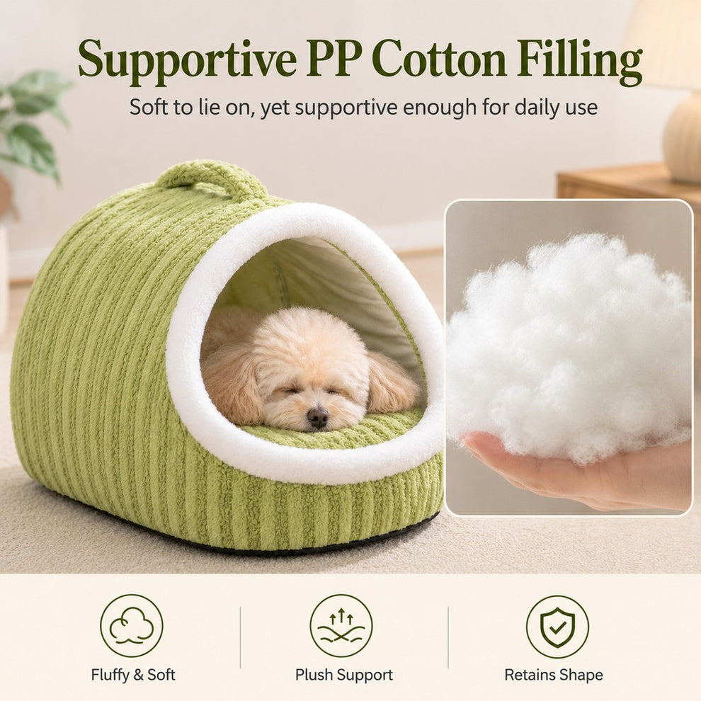 Paws in Awe Warm Cave Dog Bed for Winter Indoor Sleep - Cozy Enclosed Pet Bed for Small Dogs & Cats image 9