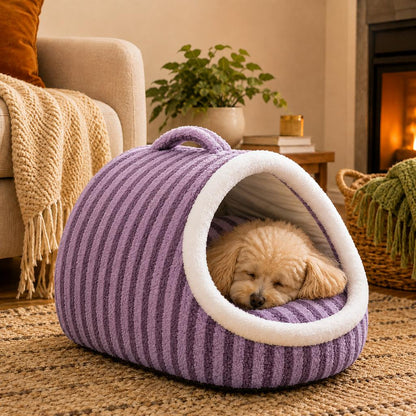 Paws in Awe Warm Cave Dog Bed for Winter Indoor Sleep - Cozy Enclosed Pet Bed for Small Dogs & Cats image 11