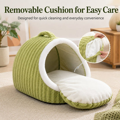 Paws in Awe Warm Cave Dog Bed for Winter Indoor Sleep - Cozy Enclosed Pet Bed for Small Dogs & Cats image 5