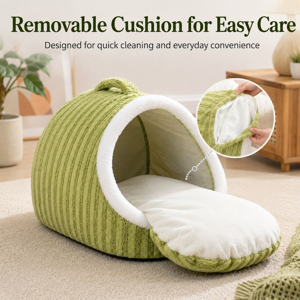 Paws in Awe Warm Cave Dog Bed for Winter Indoor Sleep - Cozy Enclosed Pet Bed for Small Dogs & Cats image 5