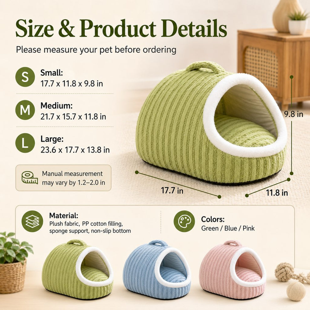 Paws in Awe Warm Cave Dog Bed for Winter Indoor Sleep - Cozy Enclosed Pet Bed for Small Dogs & Cats image 6