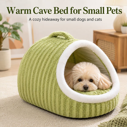 Paws in Awe Warm Cave Dog Bed for Winter Indoor Sleep - Cozy Enclosed Pet Bed for Small Dogs & Cats image 2
