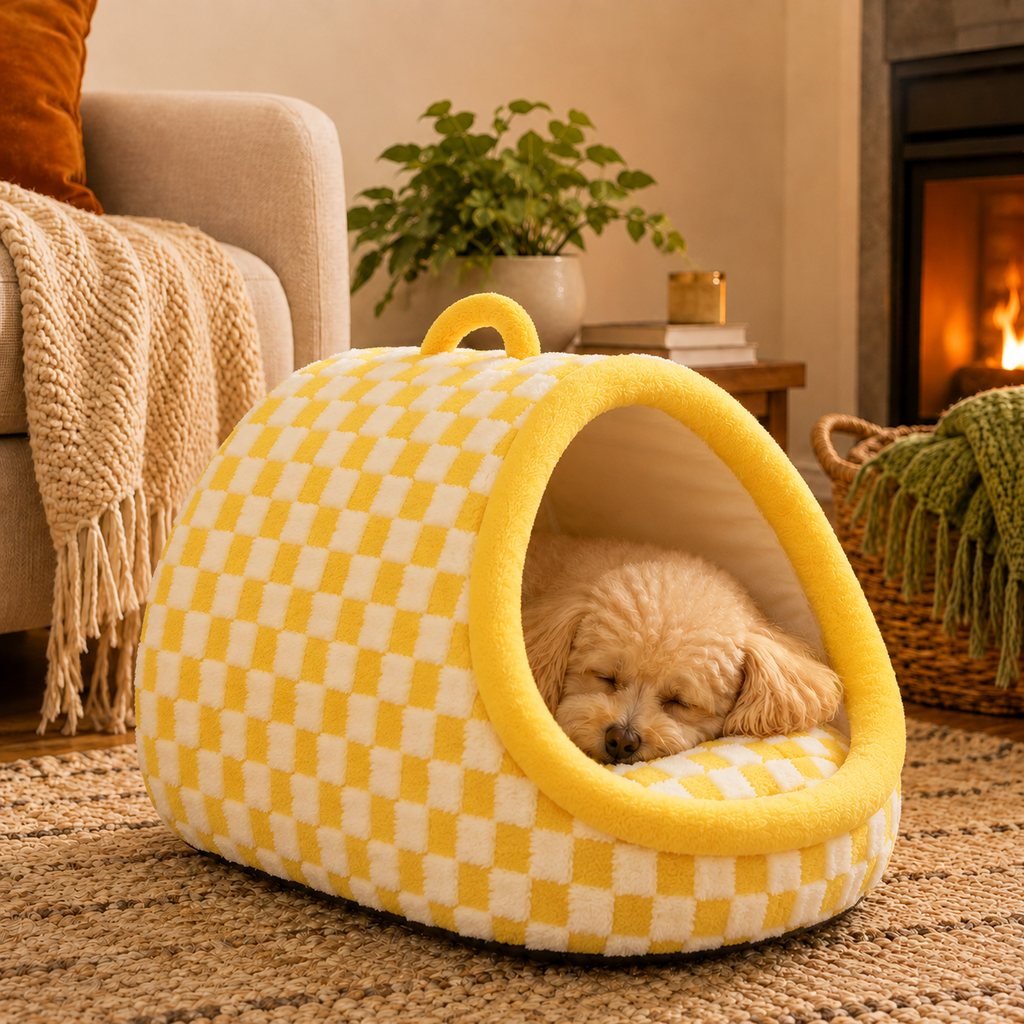 Paws in Awe Warm Cave Dog Bed for Winter Indoor Sleep - Cozy Enclosed Pet Bed for Small Dogs & Cats image 10