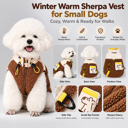 Winter warm sherpa vest product overview for small dogs