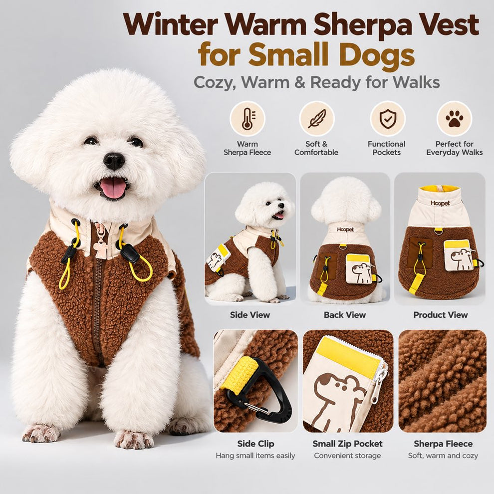 Winter warm sherpa vest product overview for small dogs