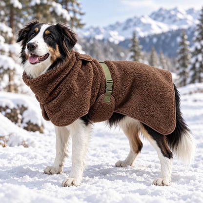 Coffee Brown Sherpa Fleece Dog Winter Coat