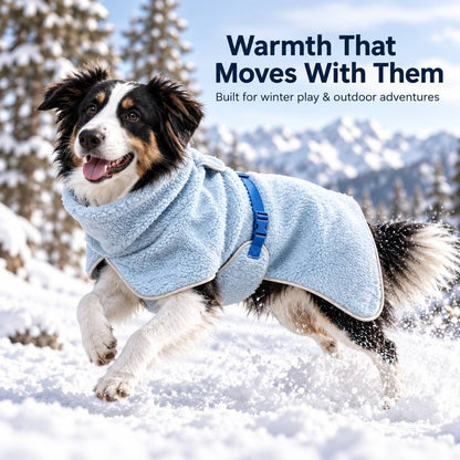 Light Blue Sherpa Fleece Dog Jacket for winter adventures