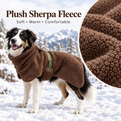 plush sherpa fleece dog winter coat material detail