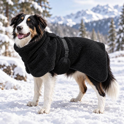 Black Sherpa Fleece Dog Winter Coat