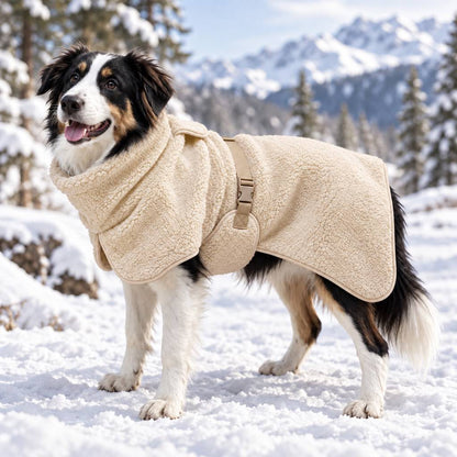 Beige Sherpa Fleece Dog Winter Coat