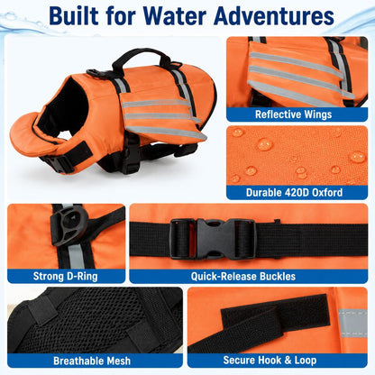 Water adventure dog life jacket details