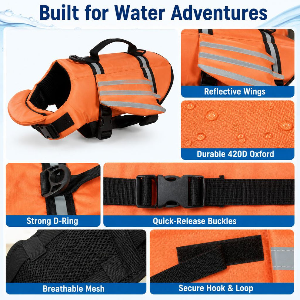 Water adventure dog life jacket details