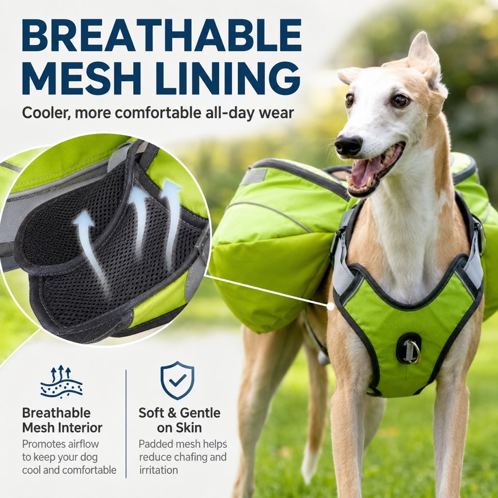 Water-resistant outdoor dog pack for light splashes