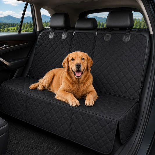 Paws in Awe Waterproof Dog Car Back Seat Cover for Road Trips - Protects from Mud, Fur & Scratches image 1