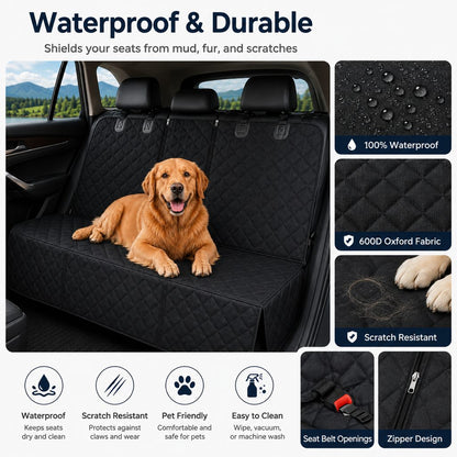 Paws in Awe Waterproof Dog Car Back Seat Cover for Road Trips - Protects from Mud, Fur & Scratches image 4