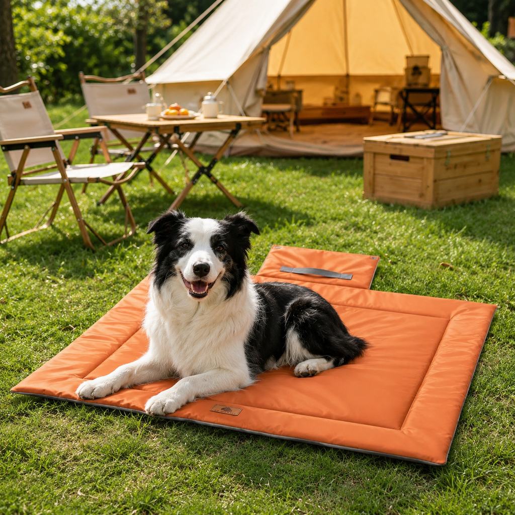 Paws in Awe Waterproof Outdoor Pet Camping Mat - Foldable Dog Travel Bed for Camping, Car Trunk & Patio, Keeps Pets Off Wet Grass & Dirt image 1