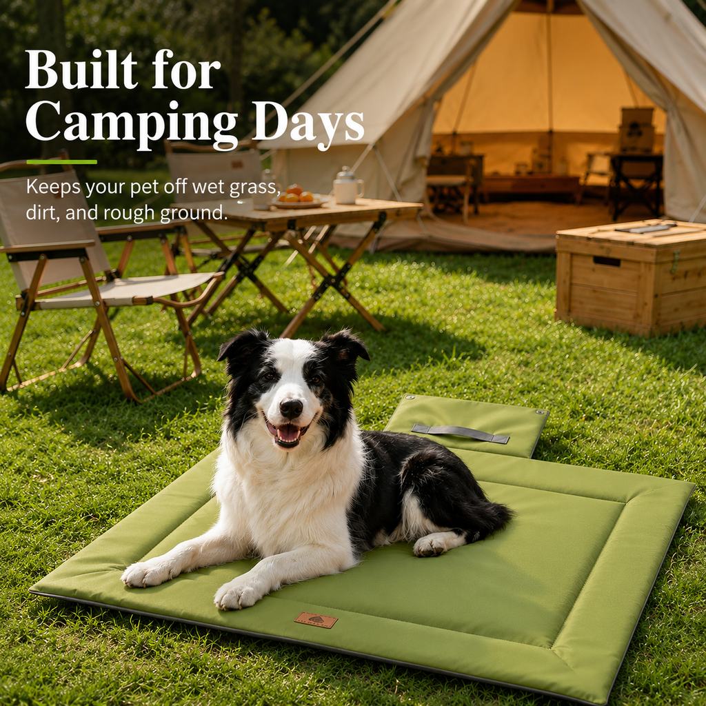 Paws in Awe Waterproof Outdoor Pet Camping Mat - Foldable Dog Travel Bed for Camping, Car Trunk & Patio, Keeps Pets Off Wet Grass & Dirt image 2